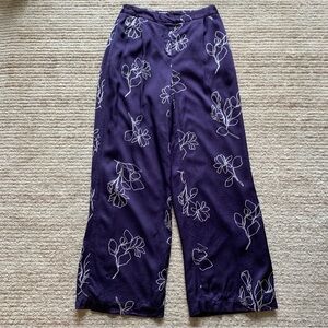 Jason Wu Collective Floral Wide Leg Trousers Purple Size 4